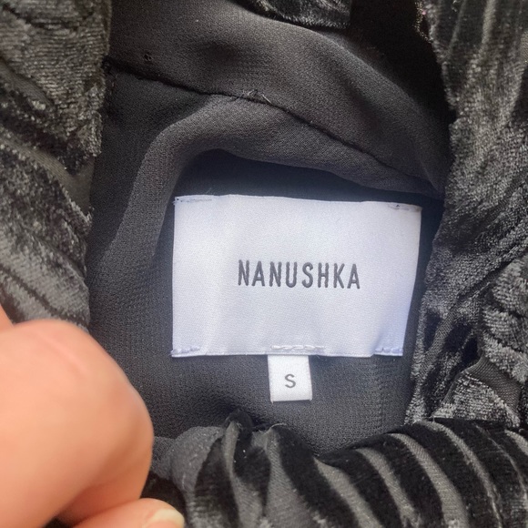 Nanushka Black Velvet Shirt Size Small - Picture 5 of 5